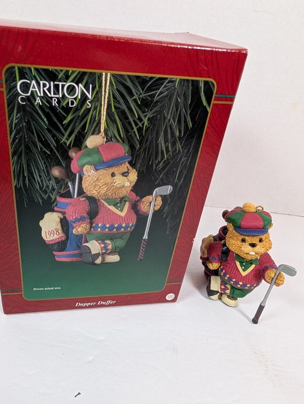 Carlton Cards "Dapper Duffer" 1998 Heirloom Collection Golfer Gopher OrnamentMIB